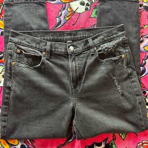 American Eagle Outfitters Black High-Rise Distressed Jeans